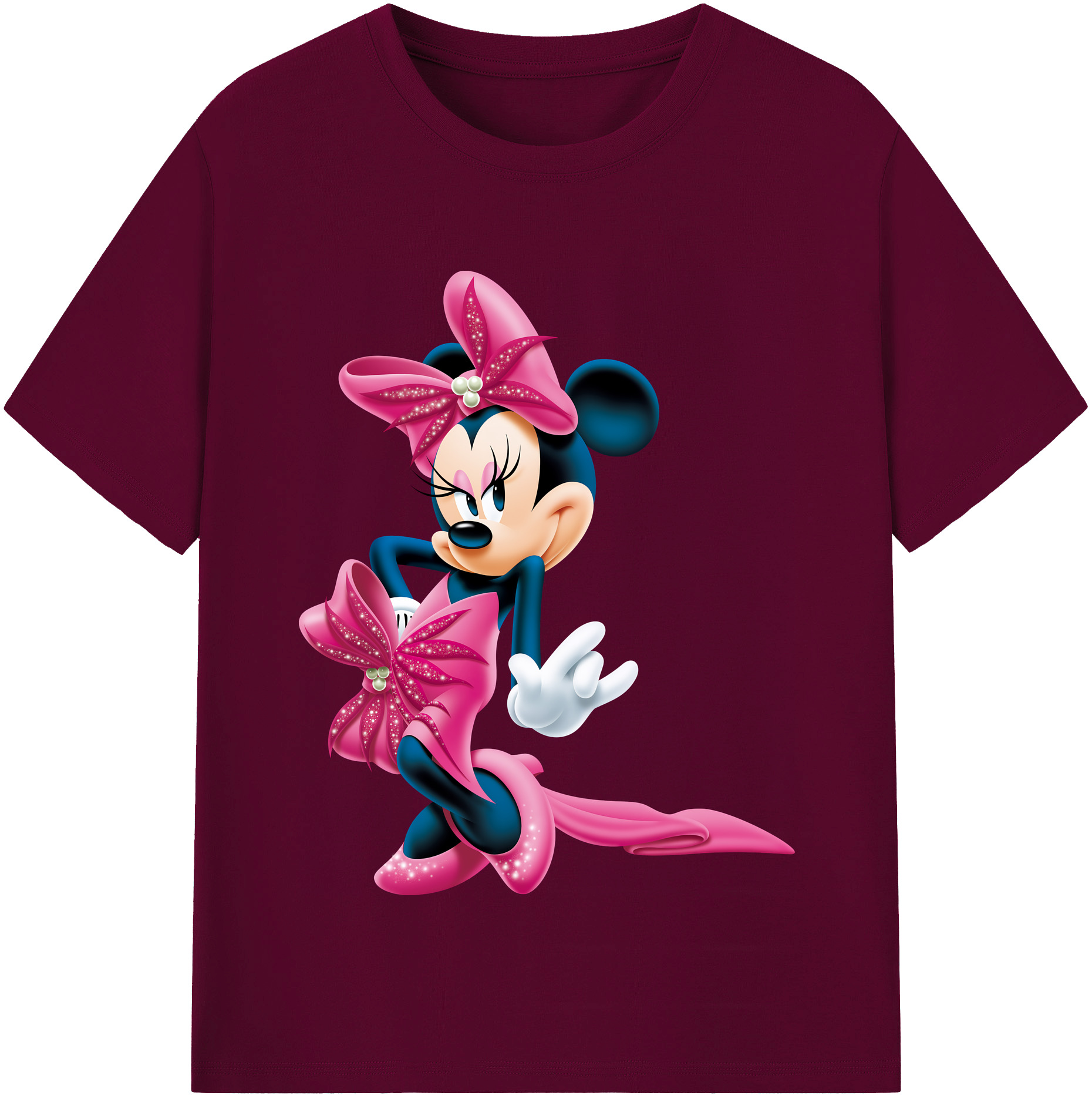 （画像用） ミッキーマウス Mickey Mouse レディースカジュアルプリントTシャツ（綿100％）